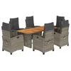 Image de vidaXL Ensemble à Manger de Jardin avec Coussins 7 pcs, Table et Chaises avec Dossier Réglable, Meubles d'Extérieur, Moderne, Gris Résine Tressée
