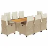 Image de vidaXL Ensemble à Manger de Jardin avec Coussins 9 pcs, Table et Chaises avec Dossier Réglable, Meubles d'Extérieur, Moderne, Beige Résine Tressée