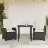 Image de vidaXL Ensemble à manger de jardin avec coussins 3 pcs Noir