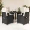 Image de vidaXL Ensemble à manger de jardin coussins 5pcs Noir Résine tressée