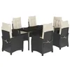 Image de vidaXL Ensemble à Manger de Jardin avec Coussins 7 pcs, Table et Chaises avec Dossier Réglable, Meubles d'Extérieur, Moderne, Noir Résine Tressée