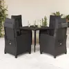 Image de vidaXL Ensemble à manger de jardin coussins 5pcs Noir Résine tressée