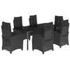 Image de vidaXL Ensemble à Manger de Jardin avec Coussins 7 pcs, Table et Chaises avec Dossier Réglable, Meubles d'Extérieur, Moderne, Noir Résine Tressée
