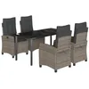 Image de vidaXL Ensemble à Manger de Jardin avec Coussins 5 pcs, Table et Chaises avec Dossier Réglable, Meubles d'Extérieur, Moderne, Gris Résine Tressée