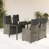 Image de vidaXL Ensemble à manger de jardin 5 pcs coussins gris résine tressée
