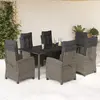 Image de vidaXL Ensemble à manger de jardin et coussins 7 pcs gris rotin