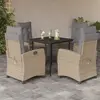 Image de vidaXL Ensemble à manger de jardin coussins 5 pcs mélange beige rotin