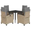 Image de vidaXL Ensemble à Manger de Jardin avec Coussins 5 pcs, Table et Chaises avec Dossier Réglable, Meubles d'Extérieur, Moderne, Mélange Beige Résine Tressée