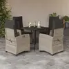 Image de vidaXL Ensemble à manger de jardin et coussins 5 pcs gris clair rotin