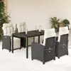 Image de vidaXL Ensemble à manger de jardin coussins 5pcs Noir Résine tressée