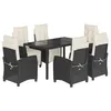 Image de vidaXL Ensemble à Manger de Jardin avec Coussins 7 pcs, Table et Chaises avec Dossier Réglable, Meubles d'Extérieur, Moderne, Noir Résine Tressée