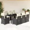 Image de vidaXL Ensemble à manger de jardin 9pcs coussins noir résine tressée