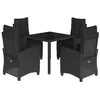 Image de vidaXL Ensemble à Manger de Jardin avec Coussins 5 pcs, Table et Chaises avec Dossier Réglable, Meubles d'Extérieur, Moderne, Noir Résine Tressée