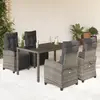Image de vidaXL Ensemble à manger de jardin 5 pcs coussins gris résine tressée