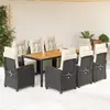 Image de vidaXL Ensemble à manger de jardin 9pcs coussins noir résine tressée