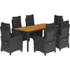Image de vidaXL Ensemble à Manger de Jardin avec Coussins 7 pcs, Table et Chaises avec Dossier Réglable, Meubles d'Extérieur, Moderne, Noir Résine Tressée