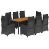 Image de vidaXL Ensemble à Manger de Jardin avec Coussins 9 pcs, Table et Chaises avec Dossier Réglable, Meubles d'Extérieur, Moderne, Noir Résine Tressée