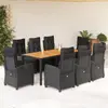 Image de vidaXL Ensemble à manger de jardin 9pcs coussins noir résine tressée
