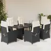 Image de vidaXL Ensemble à manger de jardin coussins 7pcs Noir Résine tressée
