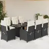 Image de vidaXL Ensemble à manger de jardin 9pcs coussins noir résine tressée