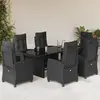 Image de vidaXL Ensemble à manger de jardin coussins 7pcs Noir Résine tressée