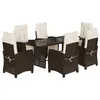 Image de vidaXL Ensemble à Manger de Jardin avec Coussins 7 pcs, Table et Chaises avec Dossier Réglable, Meubles d'Extérieur, Moderne, Marron Résine Tressée