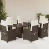 Image de vidaXL Ensemble à manger de jardin et coussins 7 pcs marron rotin
