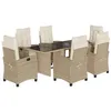 Image de vidaXL Ensemble à Manger de Jardin avec Coussins 7 pcs, Table et Chaises avec Dossier Réglable, Meubles d'Extérieur, Moderne, Beige Résine Tressée