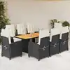 Image de vidaXL Ensemble à manger de jardin 9pcs coussins noir résine tressée