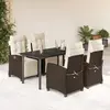 Image de vidaXL Ensemble à manger de jardin 5 pcs et coussins marron poly rotin
