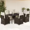 Image de vidaXL Ensemble à manger de jardin et coussins 7 pcs marron rotin