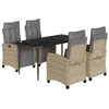 Image de vidaXL Ensemble à Manger de Jardin avec Coussins 5 pcs, Table et Chaises avec Dossier Réglable, Meubles d'Extérieur, Moderne, Mélange Beige Résine Tressée