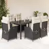 Image de vidaXL Ensemble à manger de jardin coussins 7pcs Noir Résine tressée