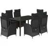 Image de vidaXL Ensemble à Manger de Jardin avec Coussins 7 pcs, Table et Chaises avec Dossier Réglable, Meubles d'Extérieur, Moderne, Noir Résine Tressée