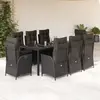 Image de vidaXL Ensemble à manger de jardin 9pcs coussins noir résine tressée