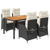 Image de vidaXL Ensemble à Manger de Jardin avec Coussins 5 pcs, Table et Chaises avec Dossier Réglable, Meubles d'Extérieur, Moderne, Noir Résine Tressée