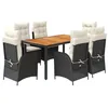 Image de vidaXL Ensemble à Manger de Jardin avec Coussins 7 pcs, Table et Chaises avec Dossier Réglable, Meubles d'Extérieur, Moderne, Noir Résine Tressée