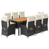 Image de vidaXL Ensemble à Manger de Jardin avec Coussins 9 pcs, Table et Chaises avec Dossier Réglable, Meubles d'Extérieur, Moderne, Noir Résine Tressée