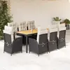 Image de vidaXL Ensemble à manger de jardin 9pcs coussins noir résine tressée