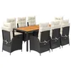Image de vidaXL Ensemble à Manger de Jardin avec Coussins 9 pcs, Table et Chaises avec Dossier Réglable, Meubles d'Extérieur, Moderne, Noir Résine Tressée