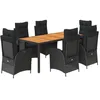 Image de vidaXL Ensemble à Manger de Jardin avec Coussins 7 pcs, Table et Chaises avec Dossier Réglable, Meubles d'Extérieur, Moderne, Noir Résine Tressée
