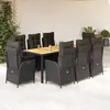 Image de vidaXL Ensemble à manger de jardin 9pcs coussins noir résine tressée