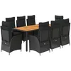 Image de vidaXL Ensemble à Manger de Jardin avec Coussins 9 pcs, Table et Chaises avec Dossier Réglable, Meubles d'Extérieur, Moderne, Noir Résine Tressée