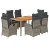 Image de vidaXL Ensemble à Manger de Jardin avec Coussins 7 pcs, Table et Chaises avec Dossier Réglable, Meubles d'Extérieur, Moderne, Gris Résine Tressée