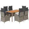 Image de vidaXL Ensemble à Manger de Jardin avec Coussins 7 pcs, Table et Chaises avec Dossier Réglable, Meubles d'Extérieur, Moderne, Gris Résine Tressée