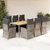 Image de vidaXL Ensemble à manger de jardin 9 pcs coussins gris résine tressée