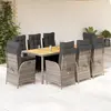Image de vidaXL Ensemble à manger de jardin 9 pcs coussins gris résine tressée