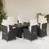 Image de vidaXL Ensemble à manger de jardin coussins 7pcs Noir Résine tressée