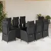 Image de vidaXL Ensemble à manger de jardin 9pcs coussins noir résine tressée