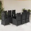 Image de vidaXL Ensemble à manger de jardin 9pcs coussins noir résine tressée